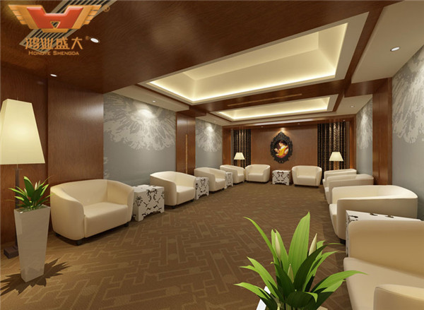 鸿业家具为深圳企业办公室设计的接待室办公沙发摆放效果图